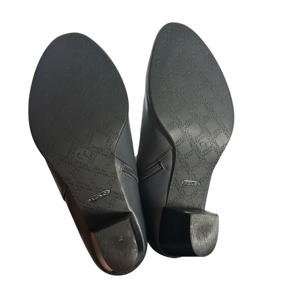 Vionic Upton Gray Leather Ankle Boots 7.5 Block Heel Comfort Orthotic - Picture 9 of 13